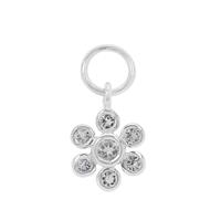 925 Sterling Silver Flower Charm With 0.38cts Aquamarine Approx 2 to 3mm (1pcs)