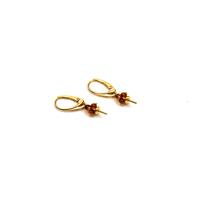 Baltic Cognac Amber Gold Plated Sterling Silver Triple Bead Lever Back Earrings with Peg. (1pair)