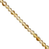 32cts Citrine Smooth Round Approx 4mm, 30cm Strand