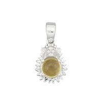 925 Sterling Silver Hedgehog Pendant with 1cts Citrine Cabochon