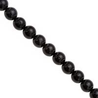120cts Black Tourmaline Smooth Round Approx 8mm, 20cm Strand