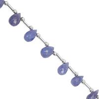 35cts Tanzanite Faceted Drops Top Drill Approx 7x4 to 10x6mm, 22cm Strand with Spacers