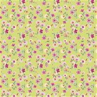 Lila Tueller Lucy June Flowers Lime Fabric 0.5m