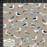 True Blue Seagulls Sand Fabric 0.5m