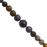 12cts Black Ethiopian Opal Graduated Plain Round Approx 2 to 6mm, 16cm Strand With Spacers
