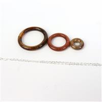 Nesting Rings- Tiger Eye, Golden Sandstone, Mookite Set with Cable Cut Chain