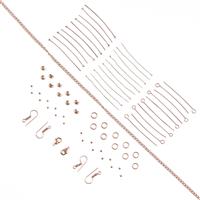 Rose Gold Plated Base Metal Essential Findings Pack (75pcs)