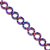 160cts Purple Haematite Hollow Wavy Coins Approx 12mm, 38cm Strand