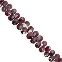 56Ct Rhodolite Garnet Top Side Drill Graduated Faceted Pear Approx 6x4 to 6.4x8.75mm, 16cm Strand With Spacers
