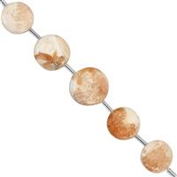 85cts Scolecite Smooth Coin Approx 10 to 18mm, 18cm Strand With Spacers
