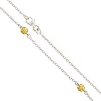 925 Sterling Silver Necklace With Gold flash Diamond Cut Beads, Approx 19Inch 