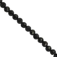22cts Black Spinel Faceted Round Approx 3mm, 31cm Strand