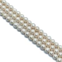 3 x 38cm Strands White Freshwater Cultured Pearls 6-7mm