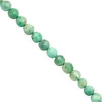 12cts Emerald Micro Faceted Round Approx 3mm, 30cm Strand