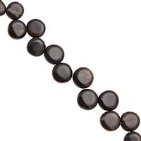 66cts Golden Sheen Obsidian Corner Drill Smooth Coin Approx 6.50 to 10.50mm, 17cm Strand With Spacers