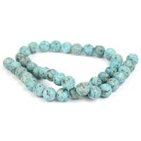 270cts Frosted Teal Sesame Jasper Rounds Approx 10mm, 38cm Strand
