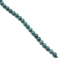 85cts Type A Olmec Blue Jadeite Plain Rounds Approx 8mm, 19cm Strand