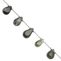 75cts Olive green Agate Top Side Drill Smooth Pear Approx 12x9 to 17.5x12mm, 18cm Strand with Spacers