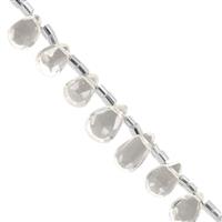 23cts White Topaz Faceted Pear Approx 4x3 to 8x4mm, 20cm Strand With Spacers