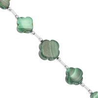 65cts Malachite Smooth Clover Approx 10 to14m,15cm Strand With Spacers