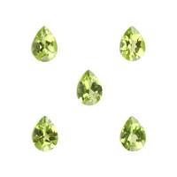 3cts Peridot Brilliant Pear Approx 7x5mm Loose Gemstones, (Pack of 5)