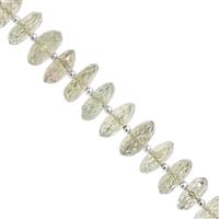 55cts Green Amethyst German Cut Wheel Approx 7x3 to 12x4.5mm, 15cm Strand with Spacers