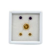 3.45cts Citrine & Amethyst Hexagon Faceted Approx 4 to 8mm (Set of 5)