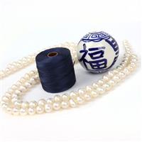 China Plates; 2x White Freshwater Cultured Potato Pearls, Porcelain Blue & White Round Bead & S-lon