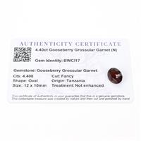 4.4cts Gooseberry Grossular Garnet 12x10mm Oval  (N)