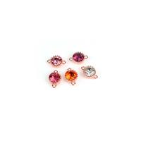 Rose Gold Plated Base Metal Bezel Cup Connectors and Cabochons 10mm (Rose, Light Rose, Peach, Crystal, Fuschia/ 5pcs)