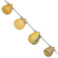 65cts Bumble Bee Jasper Smooth Pear Approx 12x9 to 20x15mm, 19cm Strand With Spacers