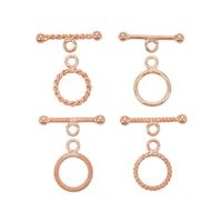 Rose Gold Plated 925 Sterling Silver Lightweight Toggle Clasps (Ring 10mm, T Bar 17mm)- Pack of 8