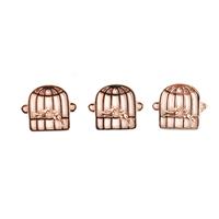 Rose Gold Plated 925 Sterling Silver Love Bird Cage Connectors Approx 12x14mm 3pcs