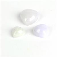 14cts Type A Lavender Jadeite Heart Shape Cabochon Approx 15mm,12mm & 10mm 3pcs
