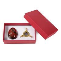 900cts Red Jasper Egg Approx 45x58mm with a Stand in Box, 1set