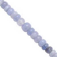 85cts Blue Lace Agate Graduated Smooth Roundelles Approx 5x3 to 8x5mm, 20cm Starnd With Spacers
