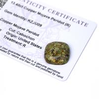 13.4cts Copper Mojave Peridot 18x18mm Cushion  (R)