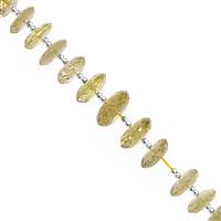 55cts Lemon Quartz German Cut Wheel Approx 7x3 to 12x4.5mm, 15cm Strand with Spacers