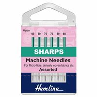 Hemline Sewing Machine Sharp / Micro Needles Pack of 6