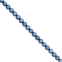 70cts Royal Blue Color Coated Hematite Smooth Bicones Approx 4mm, 30cm Strand