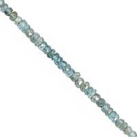 TRADE SHOW DEAL - 28cts Blue Zircon Faceted Rondelle Approx 3x1 to 4x2.5mm, 19cm Strand