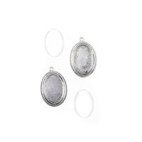 Silver Oval Pendant Approx 43x29mm, Photo Size 30x20mm, 2pk