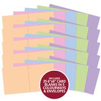 Hunkydory 6" x 6" Card Blanks & Envelopes - Pastels x 25
