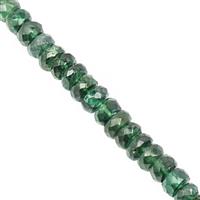 38cts Emerald Colour Apatite Faceted Rondelle Approx 2.5x1 to 5.5x2.5mm, 19cm Strand