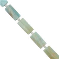 195cts Amazonite Faceted Rectangle Approx 26x13mm to 28x13.5mm, 25cm Strand With Spacers