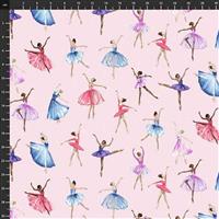 Henry Glass Prima Ballerina Tiny Dancers Pink Fabric 0.5m