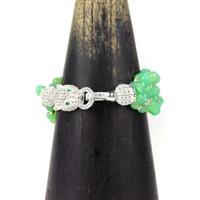Pantheress- 925 Sterling Silver Panther Clasp With Zircon with 229.00 cts Chrysoprase Smooth Round 100 cms 4-6 mm