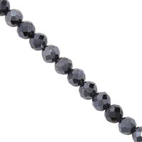 40cts Mystic Gun Metal Coated Spinel Faceted Round Approx 4mm, 30cm Strand