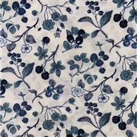Country Floral Multi Blue Berries on Cream Fabric 0.5m Exclusive