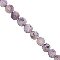115cts Purple Scolecite Smooth Round Appox  5 to 9mm, 36cm Strand 